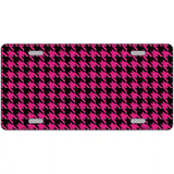 Pink Black Houndstooth Metal Novelty License Plate 24" x 12" (LLP)