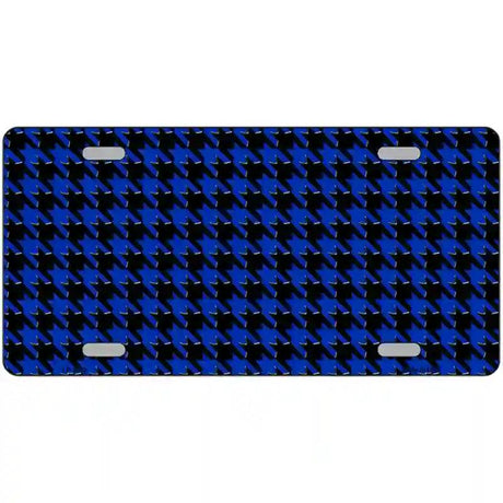 Blue Black Houndstooth Metal Novelty License Plate 24" x 12" (LLP)