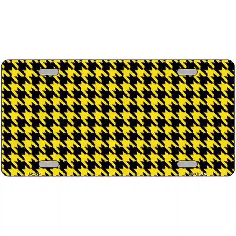 Yellow Black Houndstooth Metal Novelty License Plate 24" x 12" (LLP)