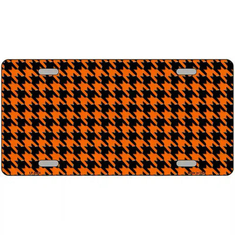 Orange Black Houndstooth Metal Novelty License Plate 24" x 12" (LLP)