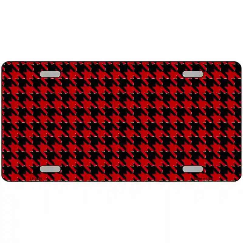 Red Black Houndstooth Metal Novelty License Plate 24" x 12" (LLP)