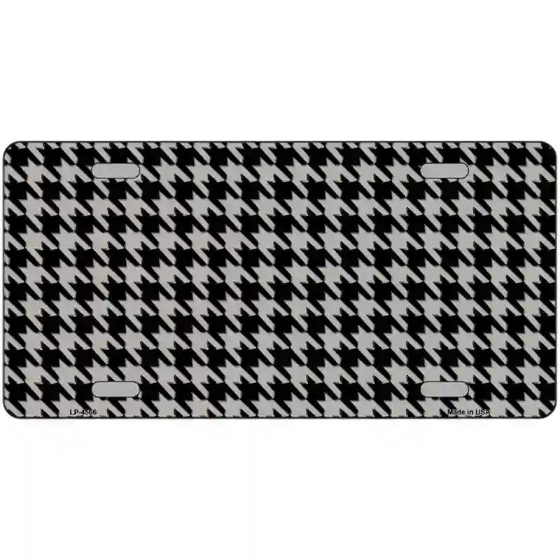 Grey Black Houndstooth Metal Novelty License Plate 24" x 12" (LLP)