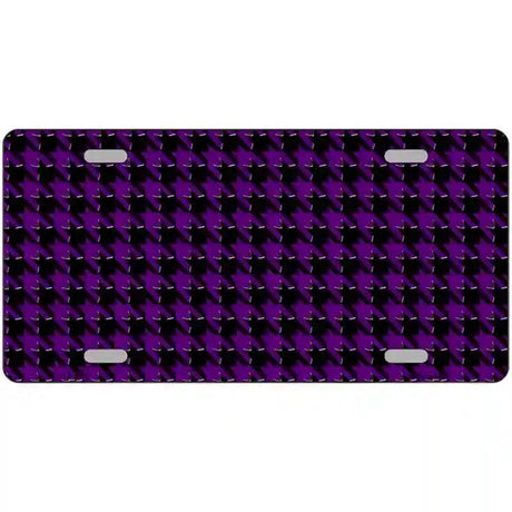Purple Black Houndstooth Metal Novelty License Plate 24" x 12" (LLP)