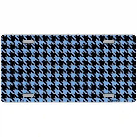 Light Blue Black Houndstooth Metal Novelty License Plate 24" x 12" (LLP)