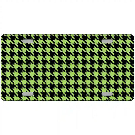Lime Green Black Houndstooth Metal Novelty License Plate 24" x 12" (LLP)