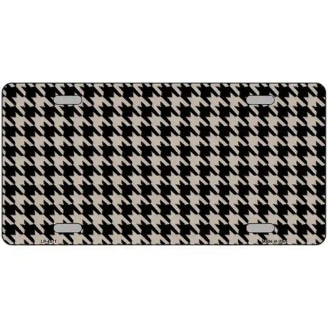 Tan Black Houndstooth Metal Novelty License Plate 24" x 12" (LLP)