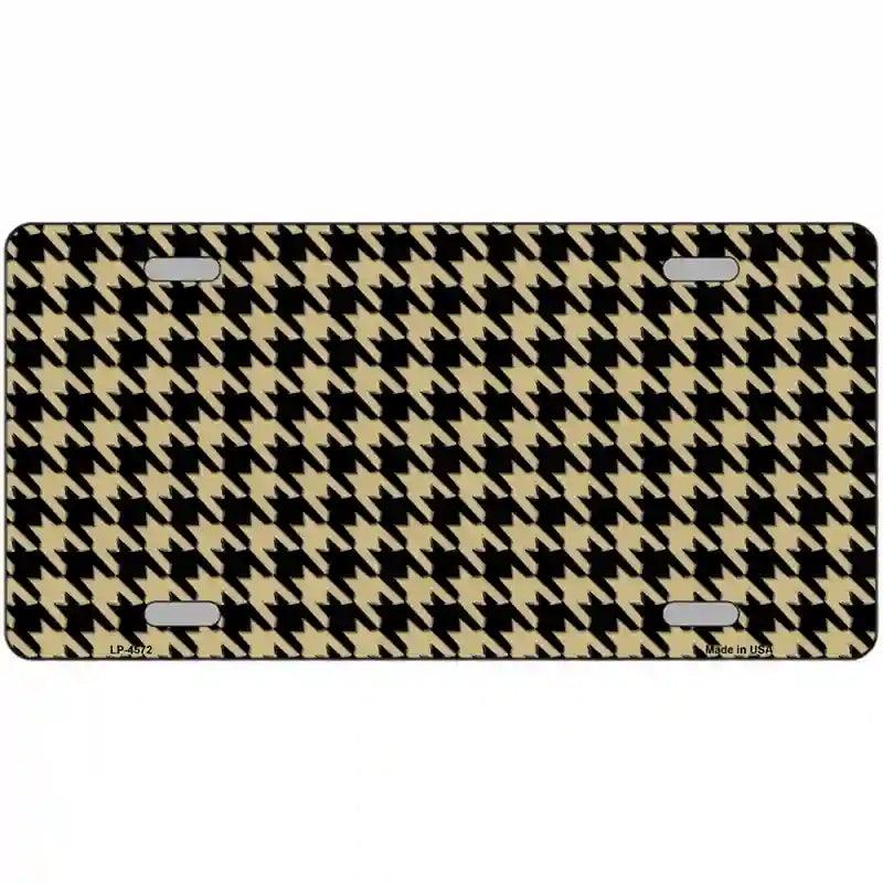 Gold Black Houndstooth Metal Novelty License Plate 24" x 12" (LLP)
