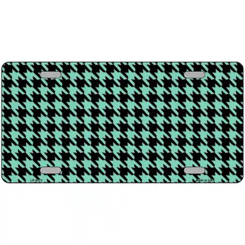 Mint Black Houndstooth Metal Novelty License Plate 24" x 12" (LLP)