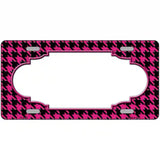 Pink Black Houndstooth Scallop Center Metal Novelty License Plate 24" x 12" (LLP)