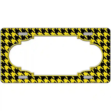 Yellow Black Houndstooth Scallop Center Metal Novelty License Plate 24" x 12" (LLP)