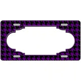 Purple Black Houndstooth Scallop Center Metal Novelty License Plate 24" x 12" (LLP)