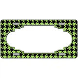 Lime Green Black Houndstooth Scallop Center Metal Novelty License Plate 24" x 12" (LLP)