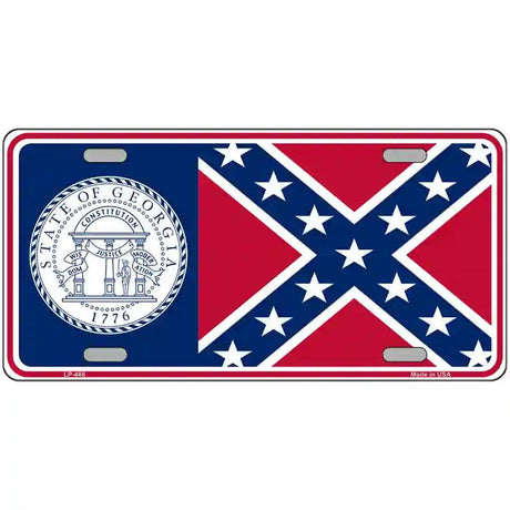 Old Georgia State Flag Metal Novelty License Plate 24" x 12" (LLP)