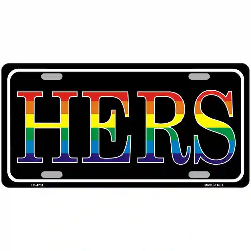 Hers Rainbow Metal Novelty License Plate 24" x 12" (LLP)
