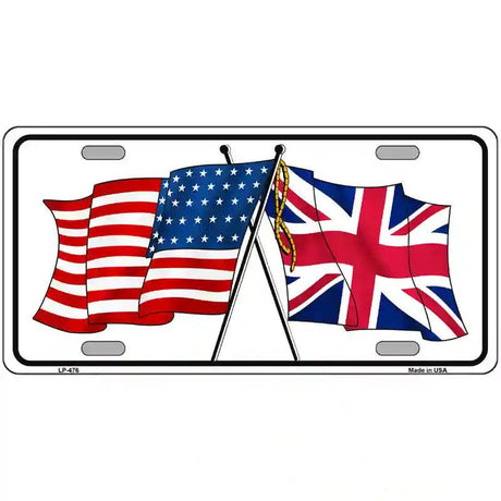 United States Britain Crossed Flags Novelty License Plate 24" x 12" (LLP)