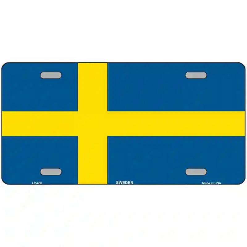 Sweden Flag Metal Novelty License Plate 24" x 12" (LLP)