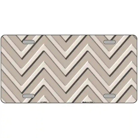 Tan Light Tan Chevron Metal Novelty License Plate 24" x 12" (LLP)