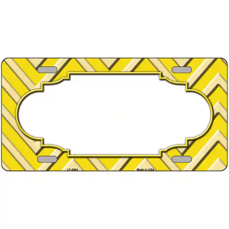 Yellow Light Yellow Scallop Chevron Metal Novelty License Plate 24" x 12" (LLP)