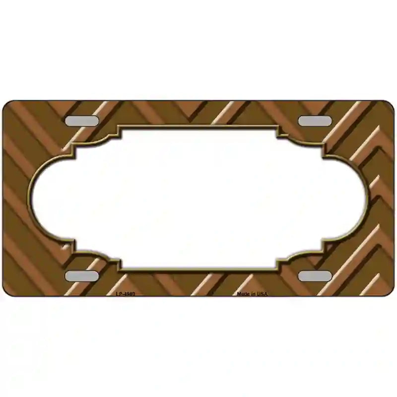 Brown Light Brown Scallop Chevron Metal Novelty License Plate 24" x 12" (LLP)