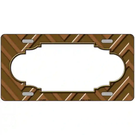 Brown Light Brown Scallop Chevron Metal Novelty License Plate 24" x 12" (LLP)