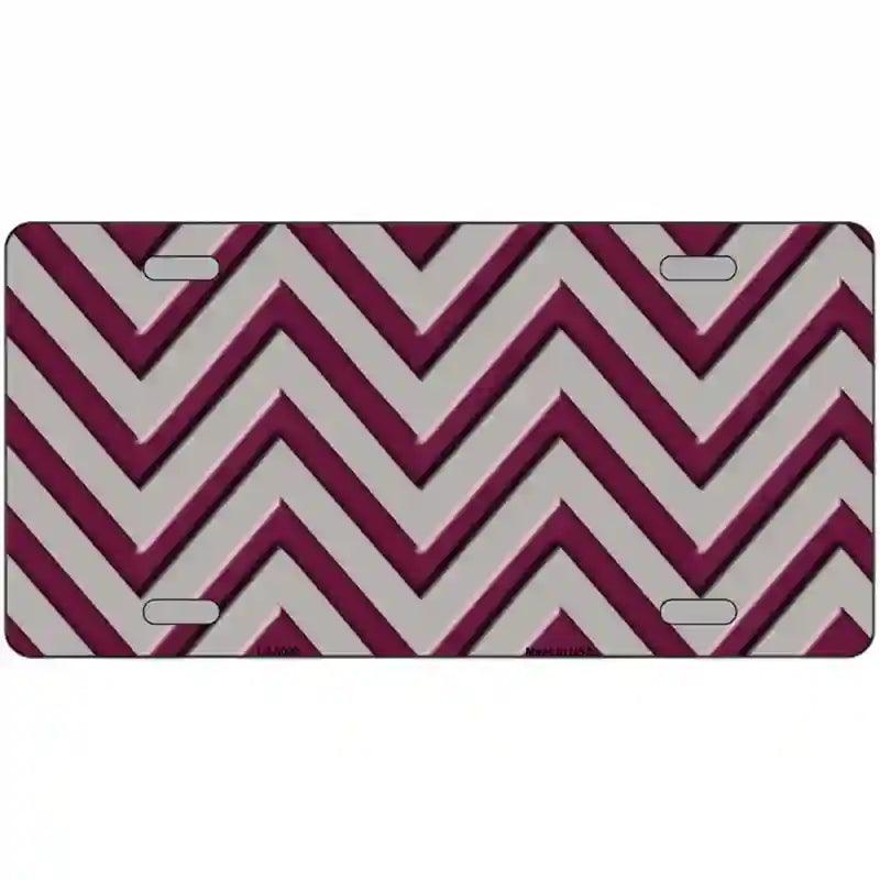 Maroon Grey Chevron Metal Novelty License Plate 24" x 12" (LLP)