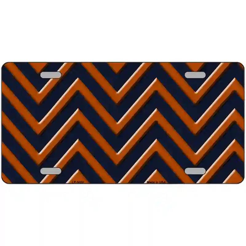 Orange Navy Blue Chevron Metal Novelty License Plate 24" x 12" (LLP)