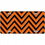 Orange Black Chevron Metal Novelty License Plate 24" x 12" (LLP)