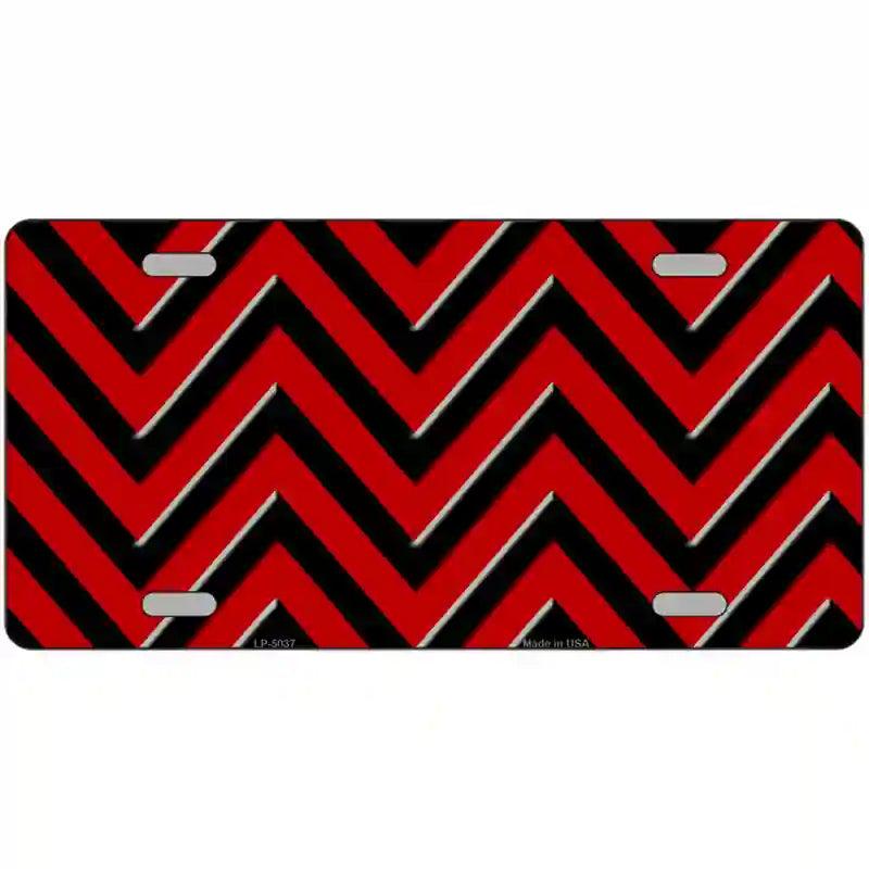 Red Black Chevron Metal Novelty License Plate 24" x 12" (LLP)