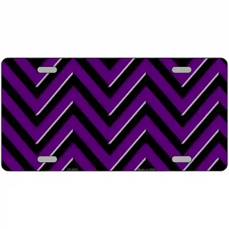 Purple Black Chevron Metal Novelty License Plate 24" x 12" (LLP)