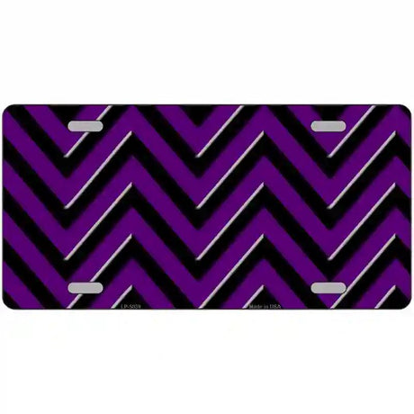 Purple Black Chevron Metal Novelty License Plate 24" x 12" (LLP)