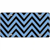 Light Blue Black Chevron Metal Novelty License Plate 24" x 12" (LLP)