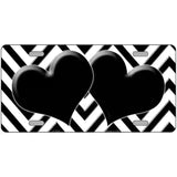 White Black Chevon Hearts Metal Novelty License Plate 24" x 12" (LLP)