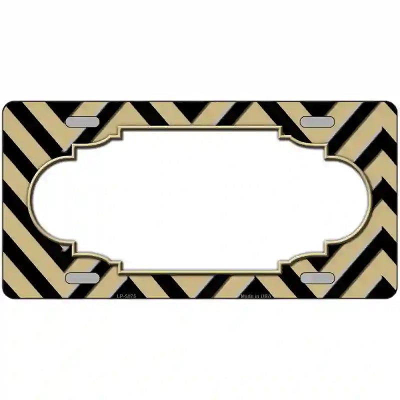 Gold Black Chevron Scallop Metal Novelty License Plate 24" x 12" (LLP)