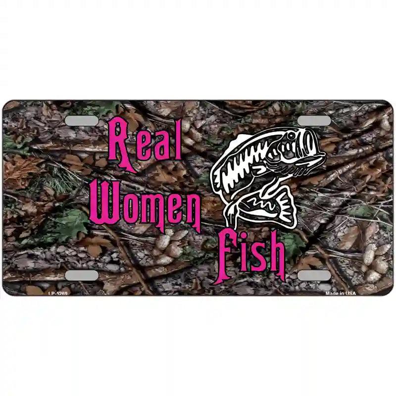 Real Women Fish Metal Novelty License Plate 24" x 12" (LLP)