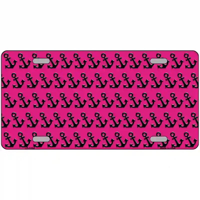 Pink Black Anchor Metal Novelty License Plate 24" x 12" (LLP)