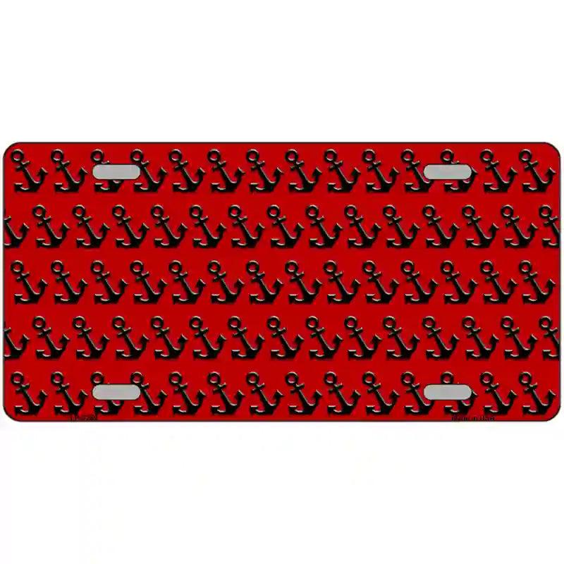 Red Black Anchor Metal Novelty License Plate 24" x 12" (LLP)