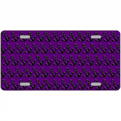 Purple Black Anchor Metal Novelty License Plate 24" x 12" (LLP)