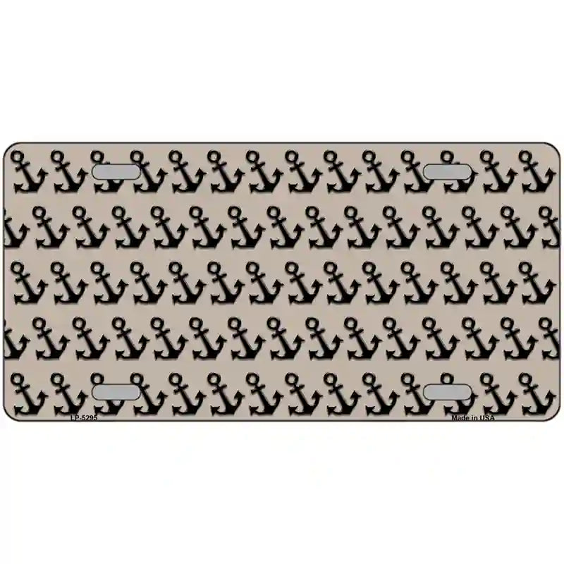 Tan Black Anchor Metal Novelty License Plate 24" x 12" (LLP)