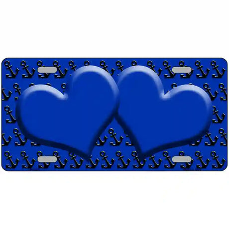 Blue Black Anchor Blue Heart CenterMetal Novelty License Plate 24" x 12" (LLP)