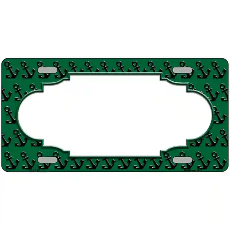 Green Black Anchor Scallop Center Metal Novelty License Plate 24" x 12" (LLP)