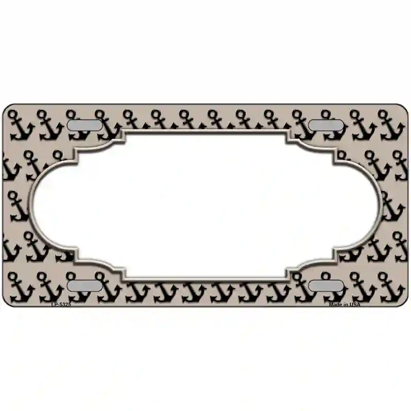 Tan Black Anchor Scallop Center Metal Novelty License Plate 24" x 12" (LLP)
