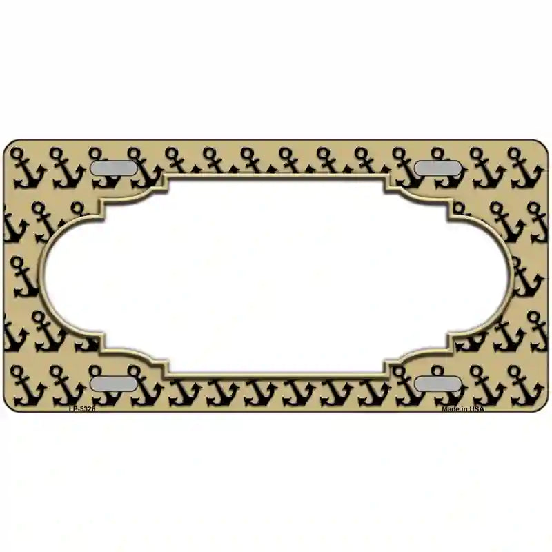 Gold Black Anchor Scallop Center Metal Novelty License Plate 24" x 12" (LLP)