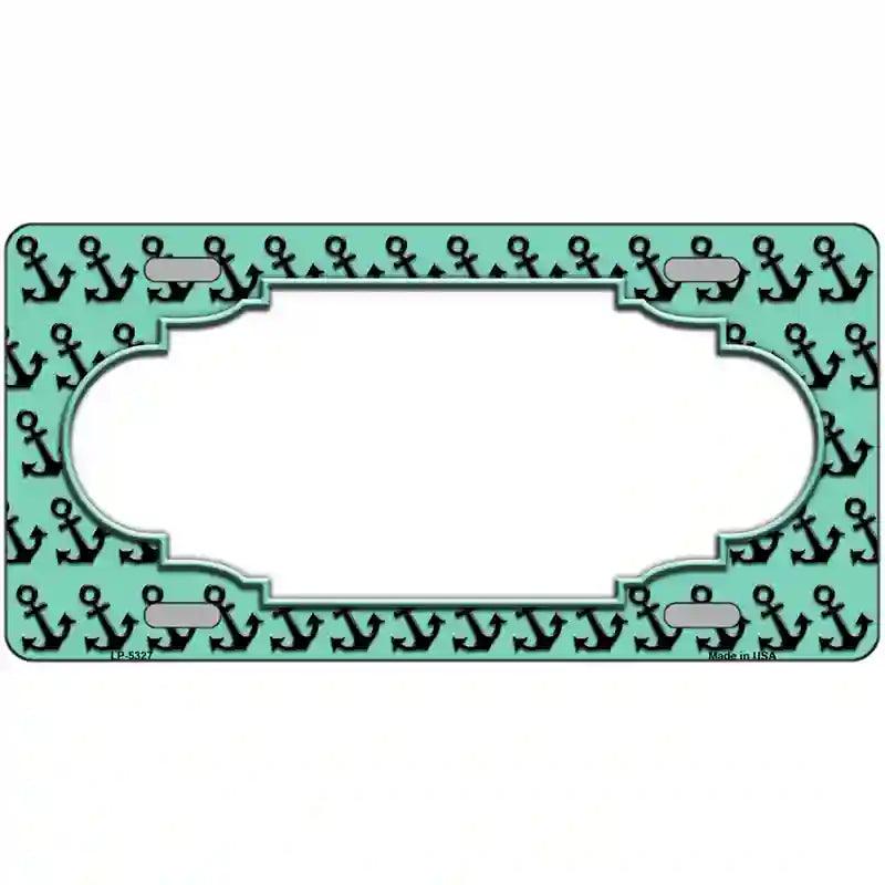 Mint Black Anchor Scallop Center Metal Novelty License Plate 24" x 12" (LLP)