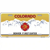 Denver Fire Fighter Metal Novelty License Plate 24" x 12" (LLP)