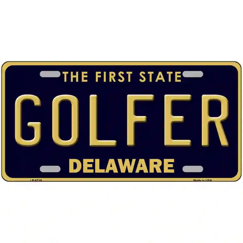 Golfer Delaware Novelty Metal License Plate 24" x 12" (LLP)