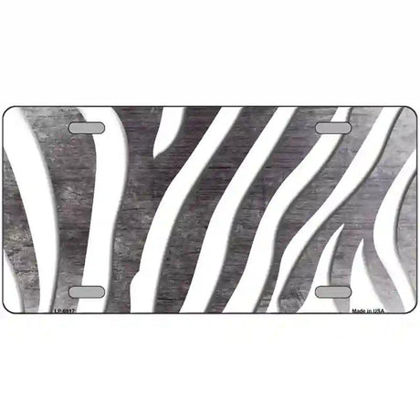 Black White Zebra Oil Rubbed Metal Novelty License Plate 24" x 12" (LLP)
