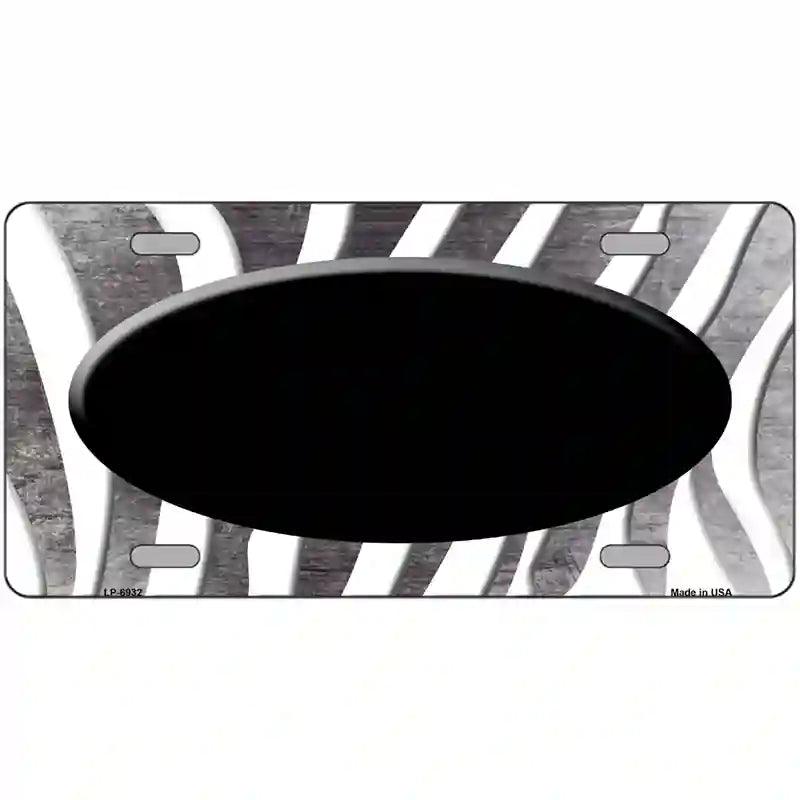 Black White Zebra Oval Oil Rubbed Metal Novelty License Plate 24" x 12" (LLP)