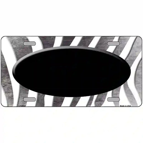 Black White Zebra Oval Oil Rubbed Metal Novelty License Plate 24" x 12" (LLP)