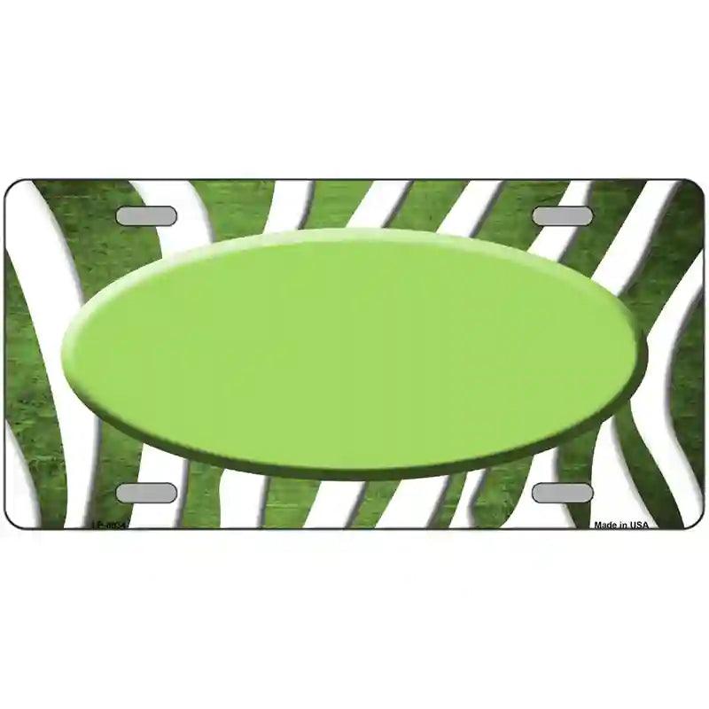 Lime Green White Zebra Oval Oil Rubbed Metal Novelty License Plate 24" x 12" (LLP)