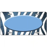 Light Blue White Zebra Oval Oil Rubbed Metal Novelty License Plate 24" x 12" (LLP)